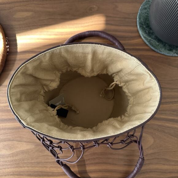 J Crew Sedona Basket Leather Netting Burgundy Handbag NWT - Picture 6 of 13